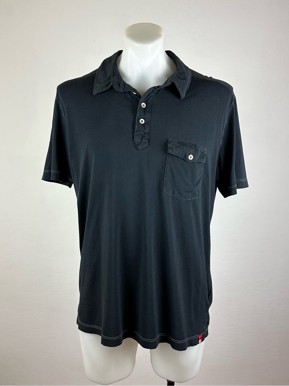 Agave Soft Black Men’s Polo w/ Raw Stitch Detail